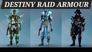 Destiny showcasing all titan raid armor with ornaments!