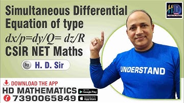 Simultaneous Differential Equations of type dx/P= dy/Q = dz/R  for csir net ( Part 10) maths inhindi