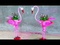 How to make flamingo bird flower pot from plastic bottles for beginners  beautiful garden