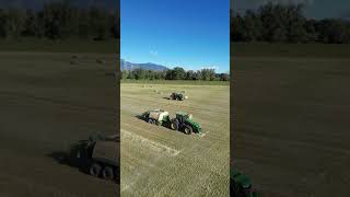 John Deere 8R Baling Hay In The Sun Set 🌅!!! #shorts