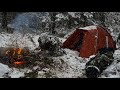 2 DAY Solo Winter Camping In Blizzard Snow Survival In Snow Forest Sub Zero Extreme Windstorm 