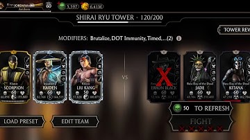 shirai ryu tower fatal  120 battle win strategy for easy win use this team  | mk mobile