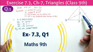 Ex 7.3 Q1 class 9 maths NCERT | Class 9th Maths chapter 7 Triangles exercise 7.3 Question Number 1