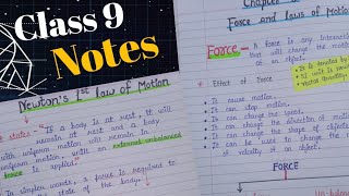Class 9 Science (Physics)Force and Laws Of Motion || Notes ||Full NCERT|| Excellent work