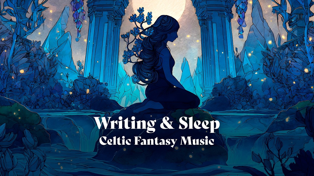 Moonlit Waterfall 🌙 Celtic Harp & Flute | Magical Night for Writing & Sleep
