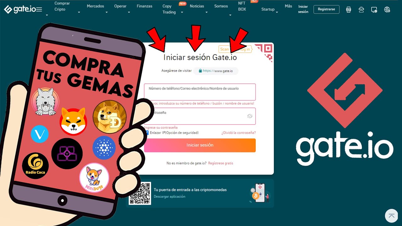 Crear cuenta Gate.io para comprar Criptos Gemas 💎