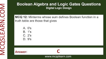 Boolean Algebra MCQs Questions Answers | Boolean Algebra Class 9–12 Notes PDF | DLD Ch 4 MCQs | App