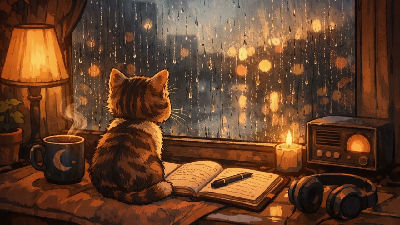Lofi Study Beats 🌙 Rainy Night Café Vibes | Relaxing Chillhop for Focus & Sleep#chillmusic 