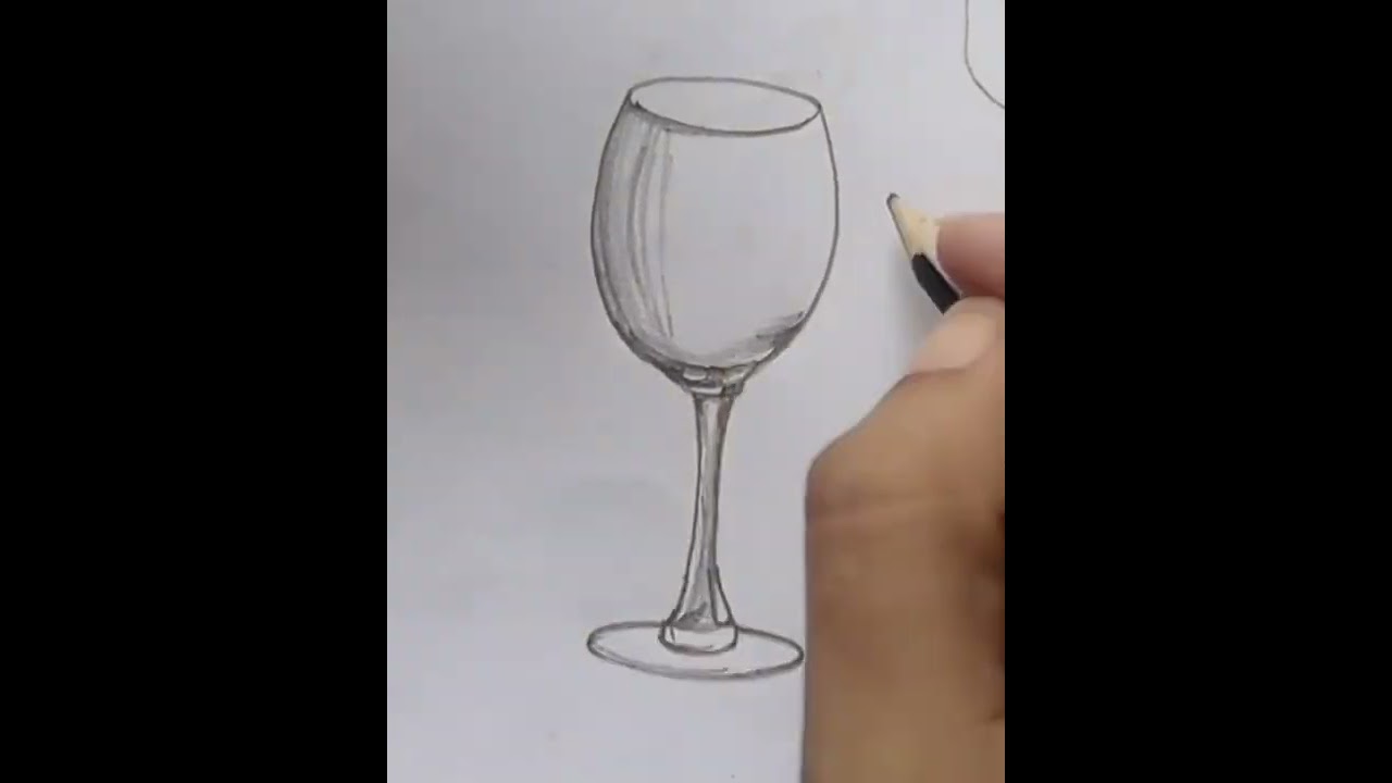 easy drawing for beginners.how to draw a wine glass.pencil shading glass drawing.drawing with me