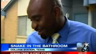 Texas woman finds 12 foot python in bathroom