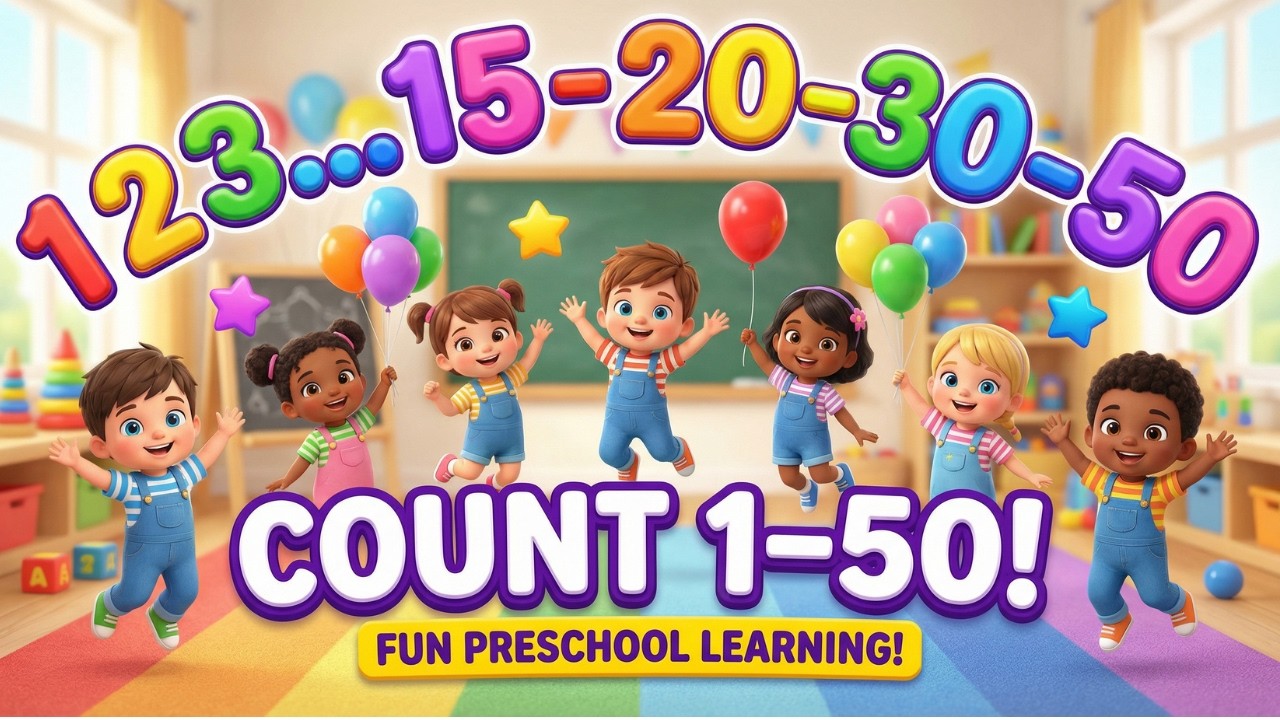 Learn Counting 1 to 50 | Fun Numbers Song for Kids 🎵🌈