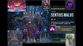 Transformers Earth Wars Unlock SENTIUS MALUS a new 3 STARS DECEPTICON and his power SIEGE MODE