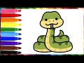 How to draw A Cute Snake Step by Step/Drawing and Coloring Snake for Kids #animalsdrawing #howtodraw