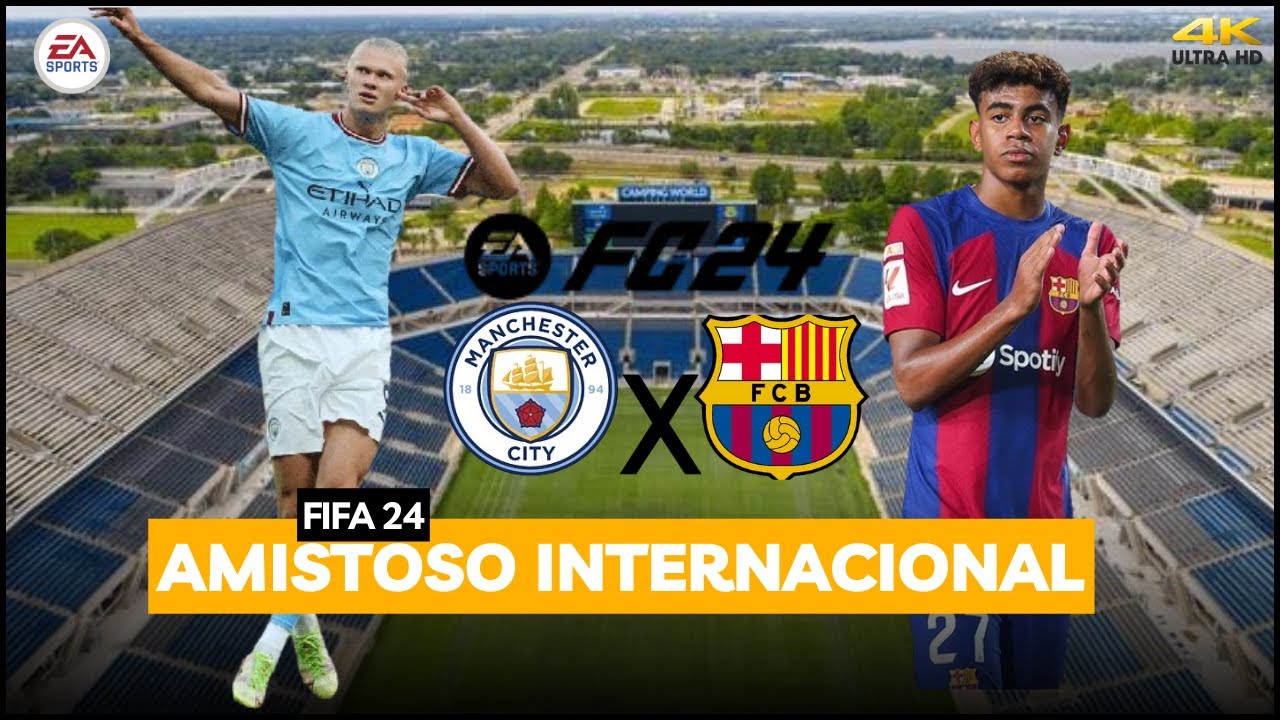 MANCHESTER CITY x BARCELONA - AMISTOSO INTERNACIONAL | FIFA 24 - YouTube