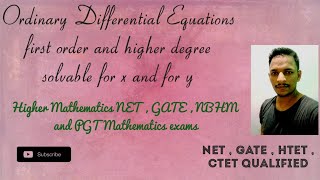 First Order and higher degree ODE | NET , GATE , NBHM , TIFR