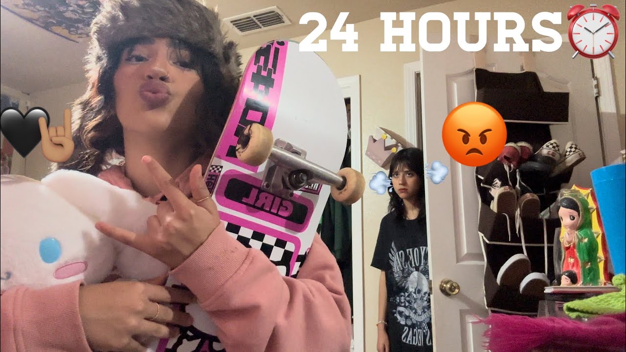 I SPENT 24 HOURS IN MY EMO LITTLE SISTERS ROOM AGAIN!!😱😈🤘🏽