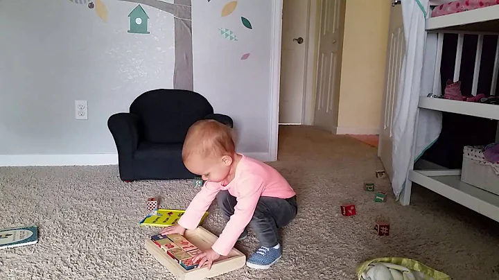 Chloe playing with blocks 17 months