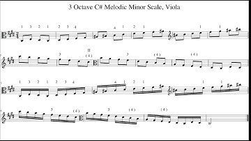3 Octave C# Melodic Minor Scale, Viola