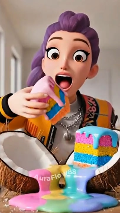 Rumi eats magic coconut. Burbaloni Lulliloli is missing his coconut. 😱🤯 #kpopdemonhunters #brainrot