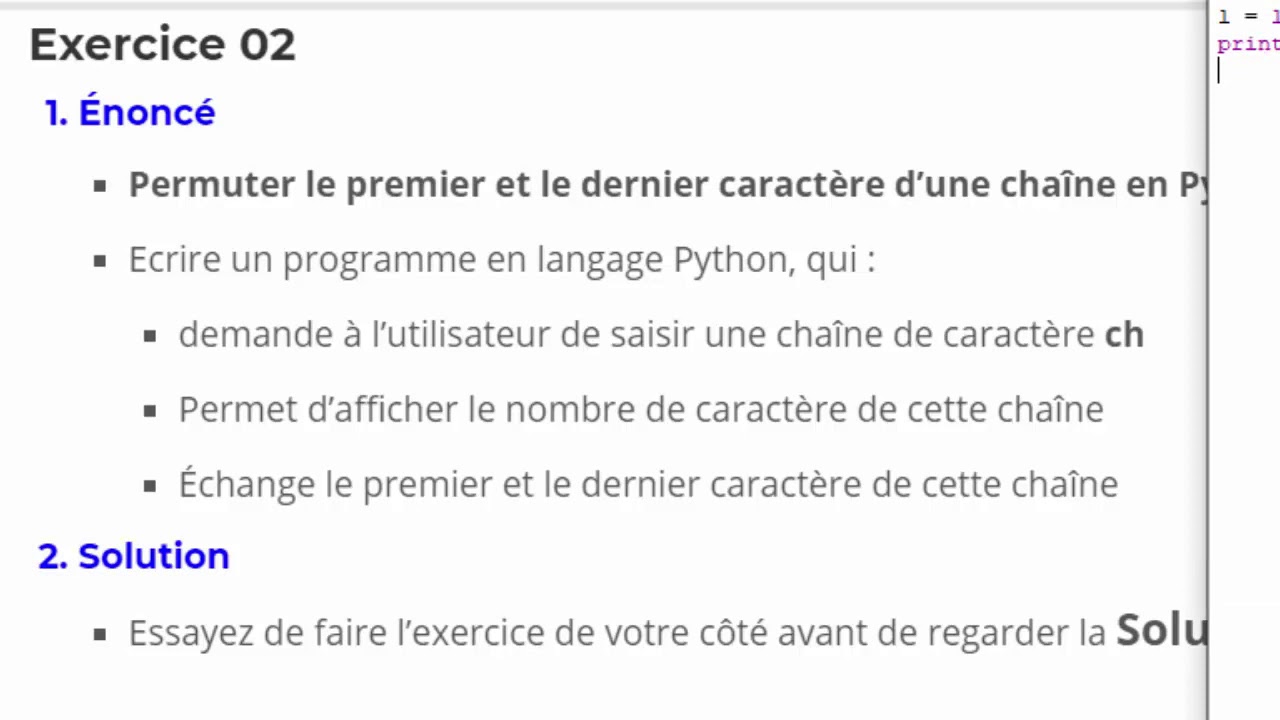 Permuter Le Premier Et Le Dernier Caractere D Une Chaine En Python Youtube