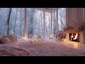 Blizzard Wind Sound &amp; Fireplace 🔥 Cozy Winter Night for Insomnia Relief Sleep