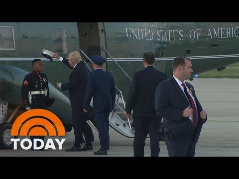 President Donald Trump Helps Out A Us Marine Who Lost His Hat | Today