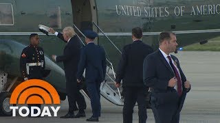 President Donald Trump Helps Out A US Marine Who Lost His Hat  | TODAY