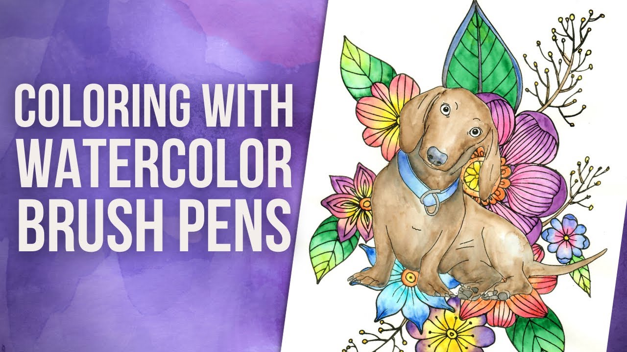 Coloring with Watercolor Brush Pens - Adult Coloring Books - Coloring Pages  with Watercolors 