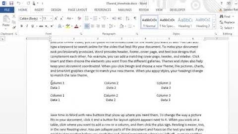 Microsoft Word - Show / Hide (non printed characters)