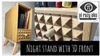 Fancy little night stand made of oak and ash with 3D drawer front, mitered edges and splines