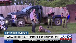 Two arrested after high-speed chase of stolen truck ends in Mobile County