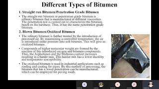 Bituminous materials, Bitumen, Types of Bitumen, Modified bitumen - Detailed lecture