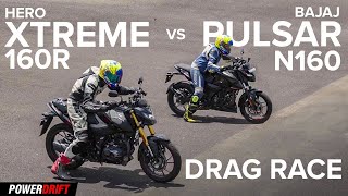 Hero Xtreme 160R 4V vs Bajaj Pulsar N160 | Drag Race | PowerDrift screenshot 3