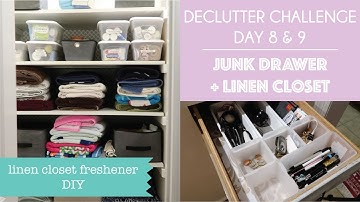 ClutterBug Declutter Challenge Day 8 & 9 | Junk Drawer and Linen Closet | Air Freshener DIY