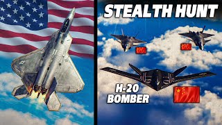 STEALTH HUNT | F-22 Raptor Vs J-20 Mighty Dragon + H-20 Bomber | Digital Combat Simulator | DCS |
