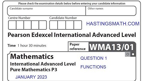 Q1 - JANUARY 2023 - EDEXCEL IAL - PURE MATH 3 - WMA13/01 - FUNCTIONS