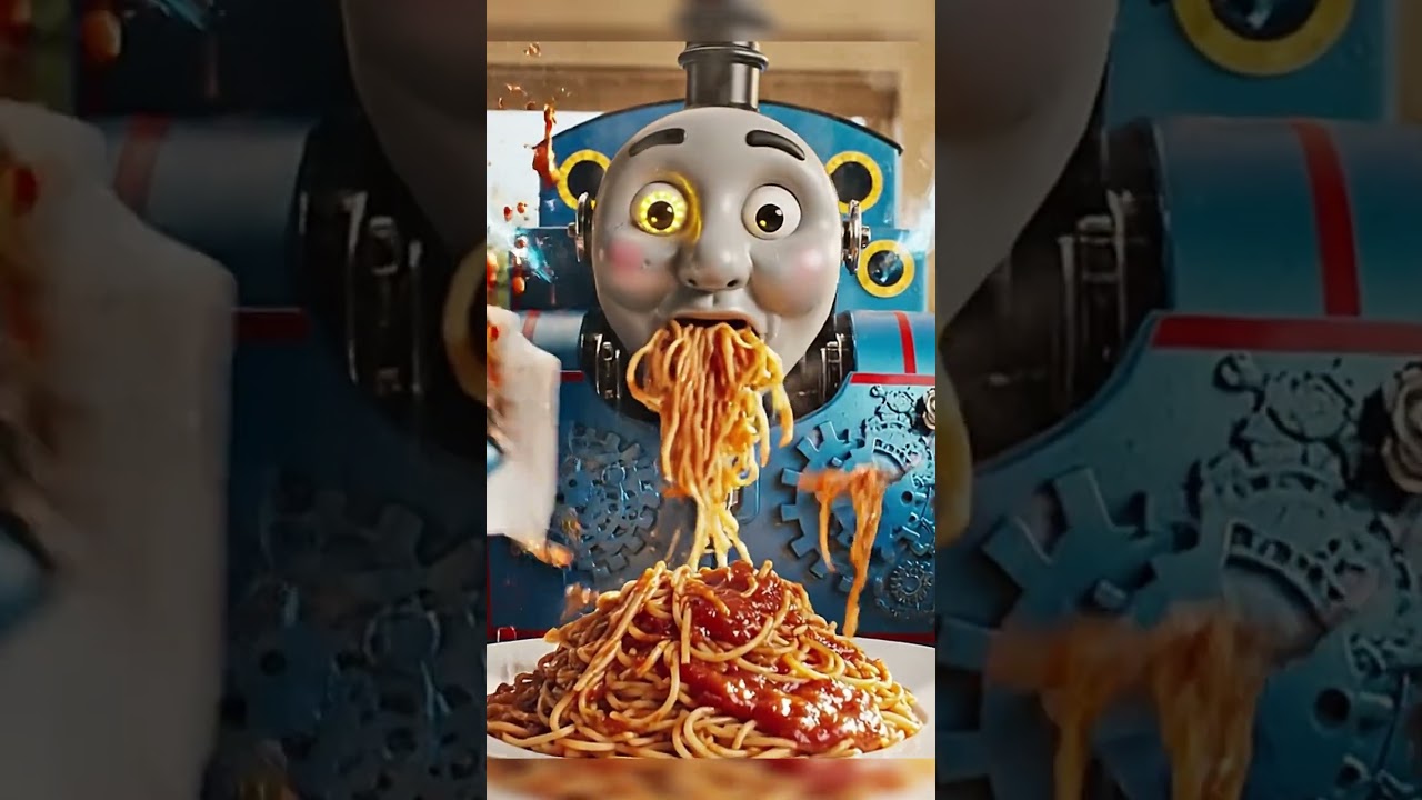 Thomas Robot Train Slurps Epic Jumbo Spaghetti! ~ Thomas Kereta Robot Hisap Spageti Jumbo Epik!