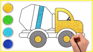 How To Draw A Mixer Truck Easy Drawing, Painting, Coloring for Kids and Toddlers #howtodraw