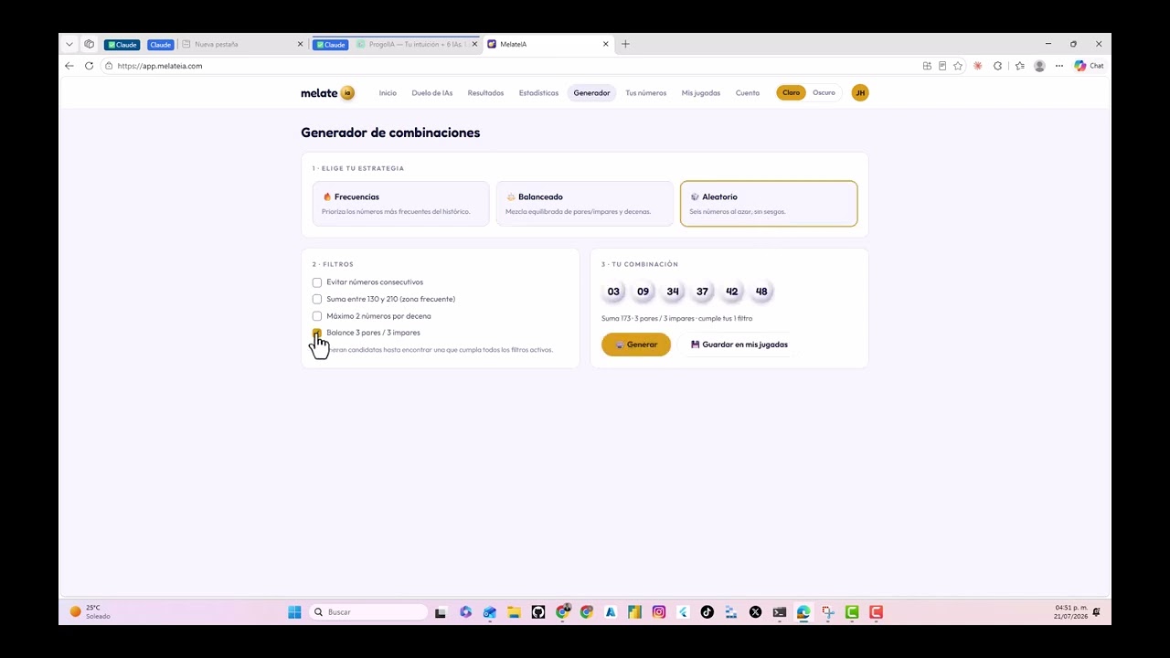 MelateIA — Generador de combinaciones