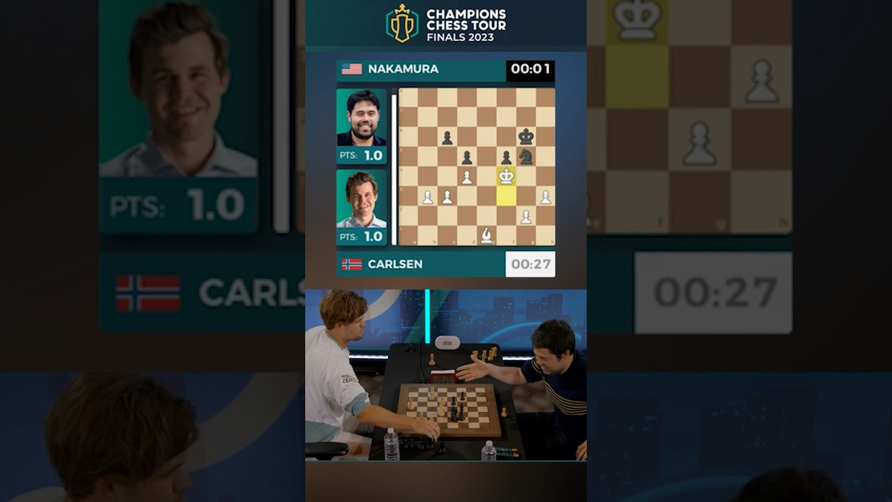 Hikaru Nakamura has only 10 seconds vs. Magnus Carlsen in the endgame , Magnus Carlsen