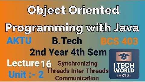 OOPs with Java Unit 2(Lec : 16) Synchronizing thread, Inter-thread Communication B.Tech AKTU 2 Year