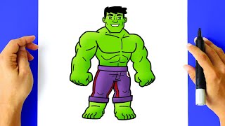 How to DRAW HULK - step by step tutorial - easy