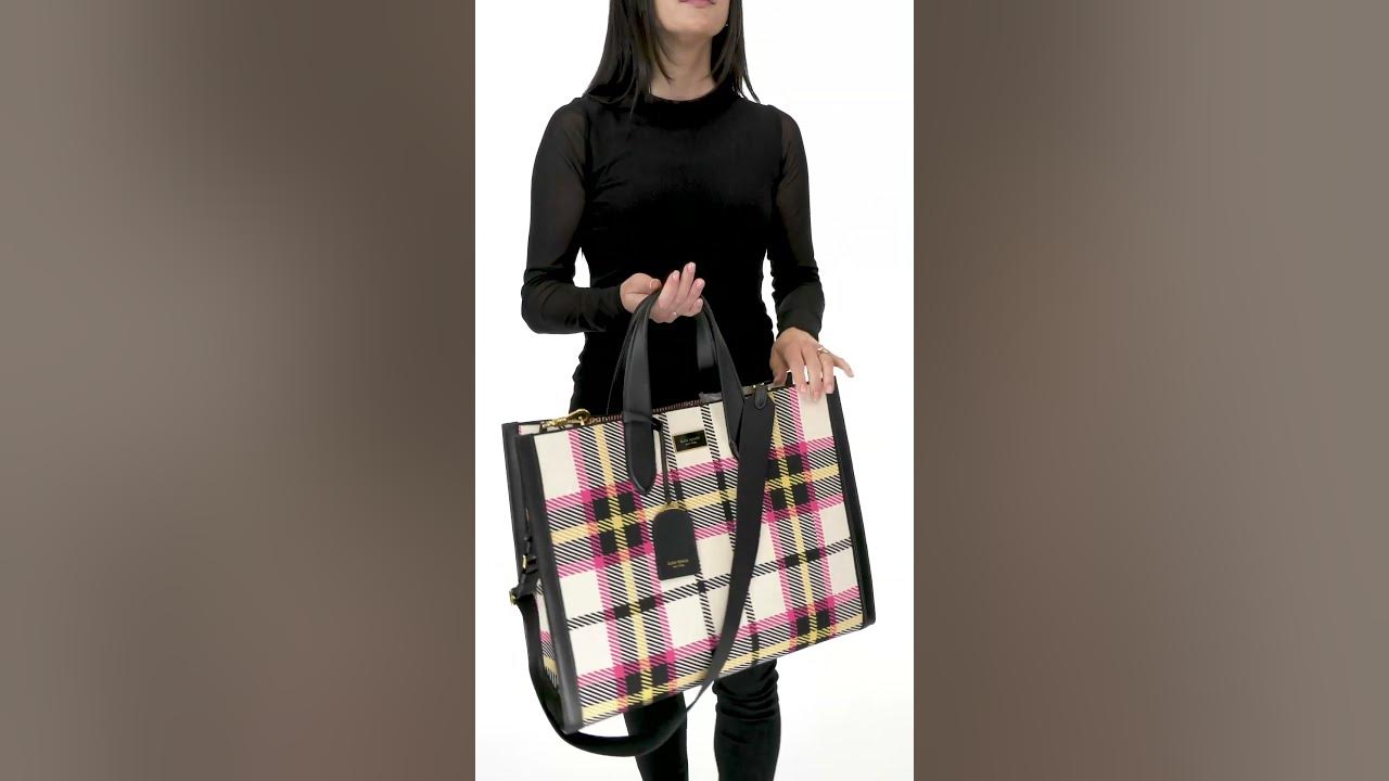 Kate Spade New York Manhattan Museum Plaid Knit Jacquard Small Tote - Black Multi.