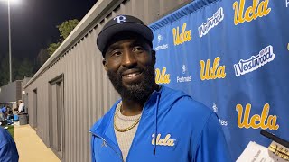 UCLA head coach DeShaun Foster after Friday Night Lights practice 4\/19