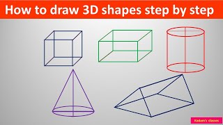 Draw 3D shapes step by step