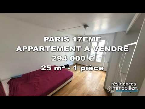 PARIS 17ÈME - APPARTEMENT A VENDRE - 294 000 € - 25 m² - 1 pièce(s)