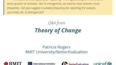 Theory of Change - Suitable frequency of reporting in emergencies