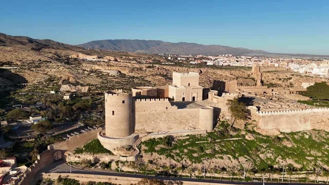 The Alcazaba fortress of Almeria, Spain. 4K 