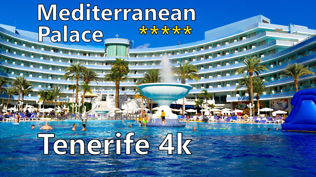 Playa de las Americas Tenerife 4k | Mediterranean Palace, relax by the pool | Music Background