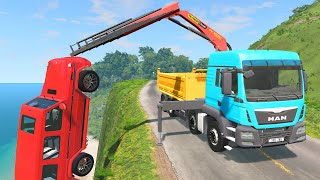 Crane Truck Car Rescue Cars Vs Cliff Roads BeamNG.Drive